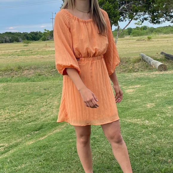 VICI Dolls Orange Kaiga Blackless Short Plisse Dress - Picture 8 of 11